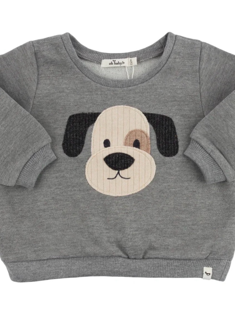 Oh baby! Brooklyn Boxy Sweatshirt Gray Dog Appliqué Sweatshirt 4-5 T